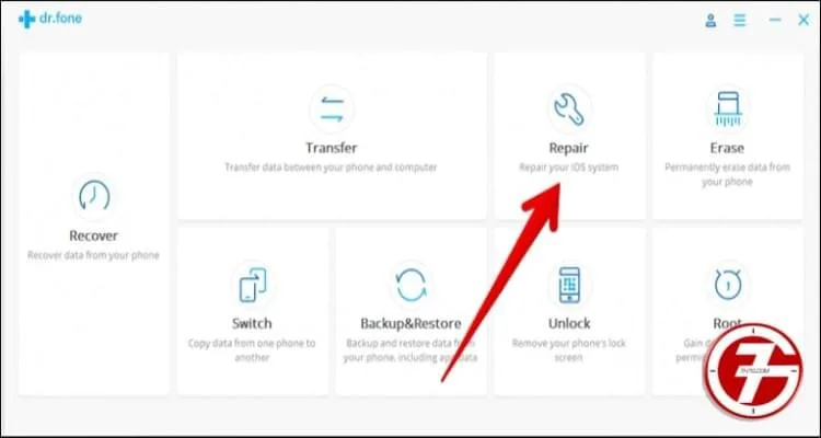 إصلاح مشكلة تعليق الايفون على شعار أبل "التفاحه" ببرنامج dr.fone 1