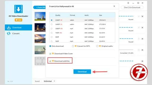 تحميل الفيديو بالترجمة من خلال برنامج 4K Video Downloader
