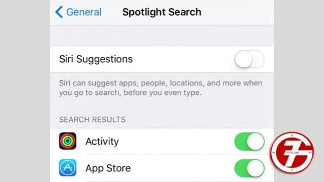 7- تعطيل اقتراحات Siri في هاتف الايفون