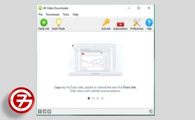 زر Paste URL لصق الرابط في برنامج 4K Video Downloader