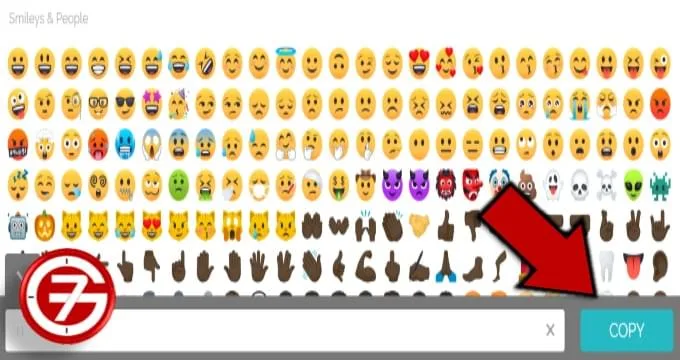 زر Copy لنسخ الإيموشن ولصقه