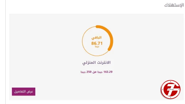 معرفة الباقي من باقة النت tedata خطوة بخطوة